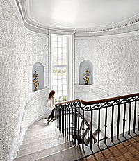 Lincrusta Tapete Raumbild Cleopatra Traditional Staircase Beispiel weiß gestrichen im Treppenhaus aus Berlin zum online kaufen