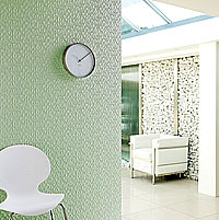 Lincrusta Tapete Raumbild Chequers Beispiel Wohnzimmer grün gestrichen aus Berlin zum online kaufen