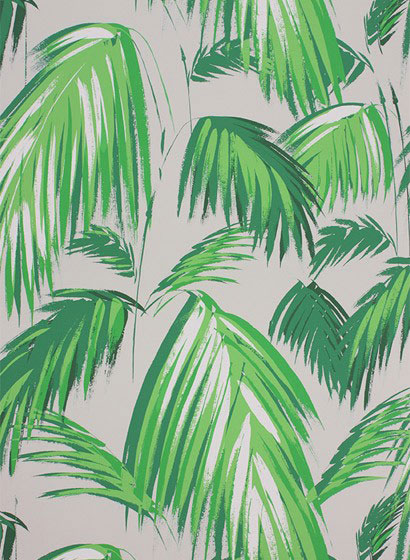 Tapete Palmenmuster: Palmen mit grünen Blättern u. Palmenblätter grün im Dschungel