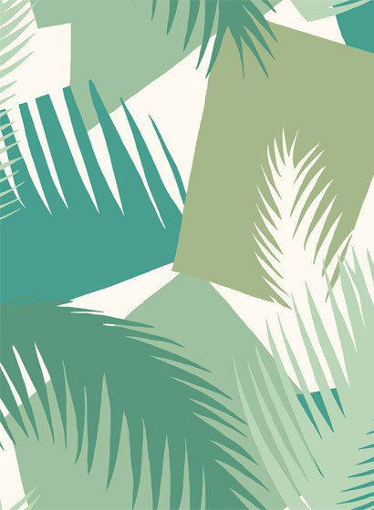 Tapete Palmenmuster Cole and Son: geometric deco Palmen mit grünen Blättern, Palmenblätter grün im Dschungel