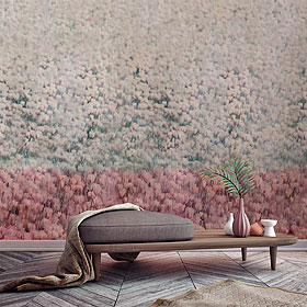 Raumbild mit Vliestapete ODE GLORIA Farbe Toscana aus Belgien im Wohnzimmer