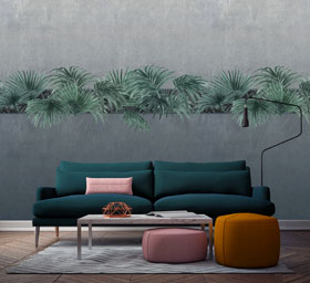 Raumbild mit Vliestapete Ode KENTIA Farbe Concrete aus Belgien im Wohnzimmer