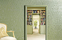 Lincrusta Tapete Raumbild Cleopatra Traditional Beispiel grün gestrichen im Wohnzimmer aus Berlin zum online kaufen