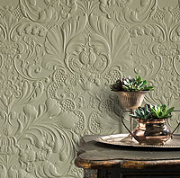 Lincrusta Matt Finish - zum Beispiel Tapete Farbe oliv grün matt gestrichen