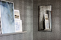 Wohnzimmer mit Tapete Anaglypta Turner Tile zum überstreichen grau gestrichen