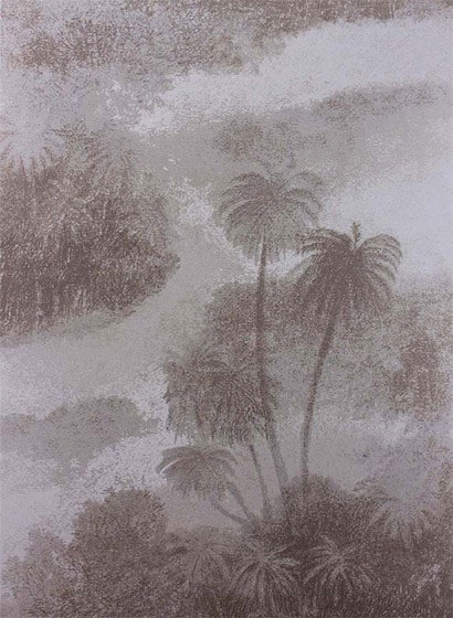 Tapete Palmenmuster: Palmen mit Blättern u. Palmenblätter im Dschungel